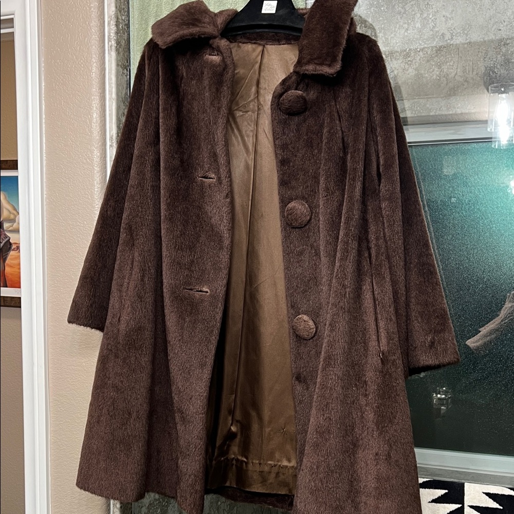 Elegant Brown Faux Fur Coat